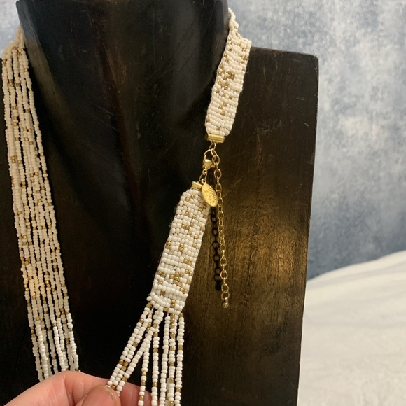 White gold beaded necklace multi strand 30-38” - Picture 7 of 10